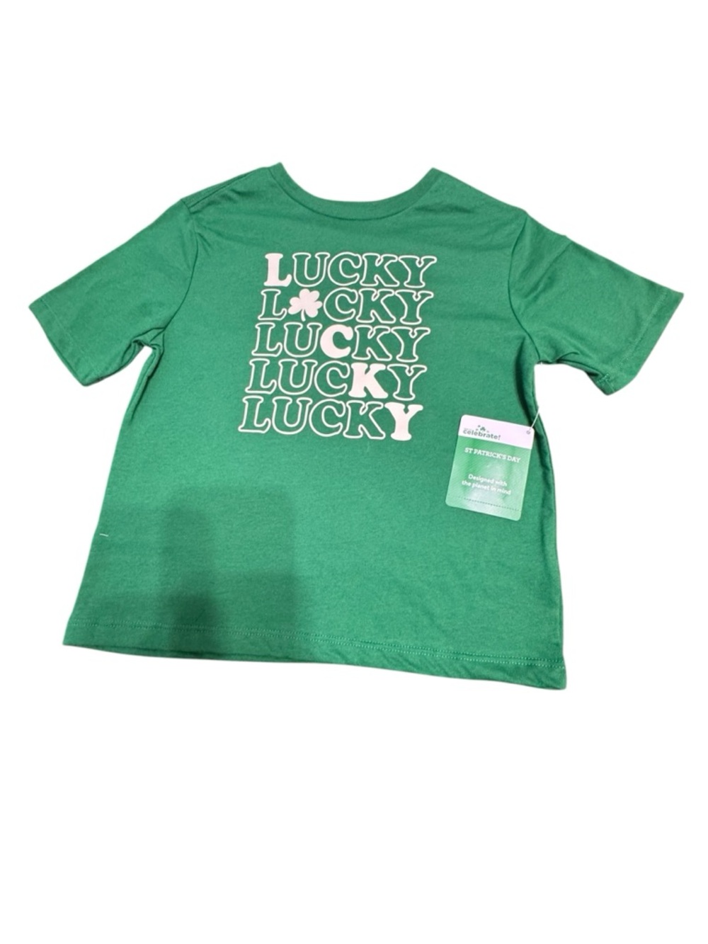 Way To Celebrate Green 'Lucky' Short Sleeve Graphic Tee size S 6/7 NWT